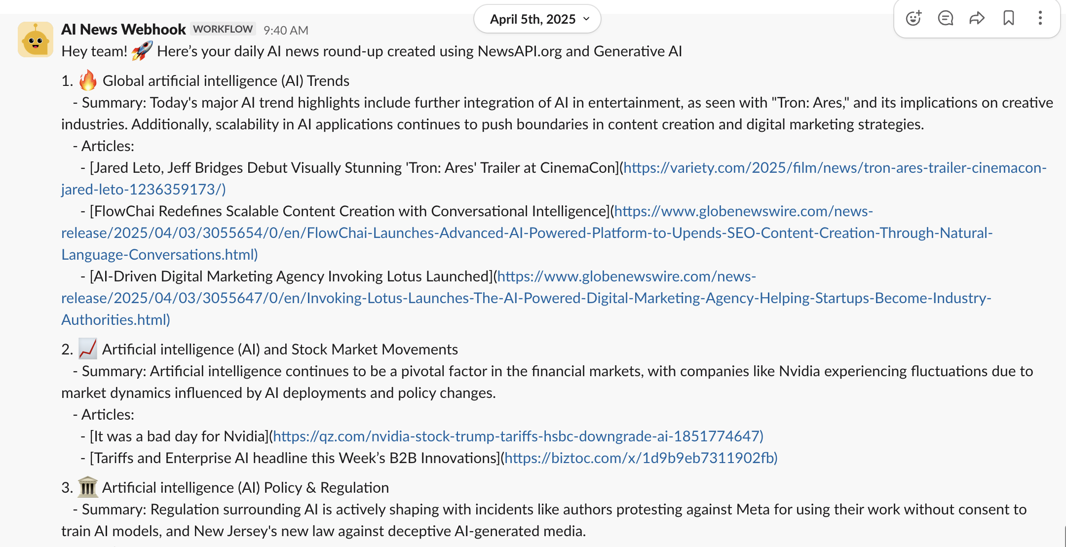 News Notifier Slack digest